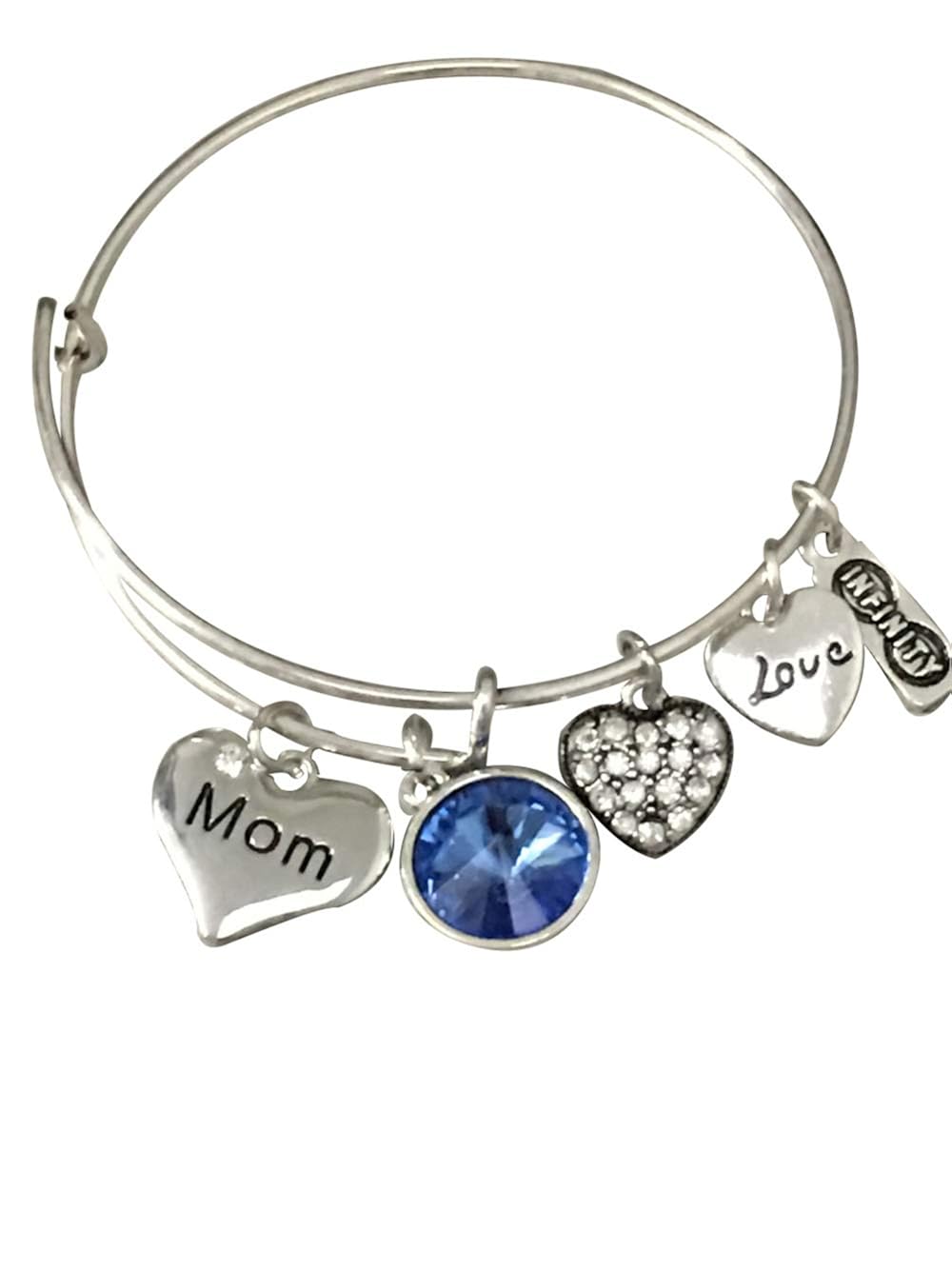 Infinity Collection Mom Birthstone Charm Bangle Bracelet for Women Love Mom Jewelry