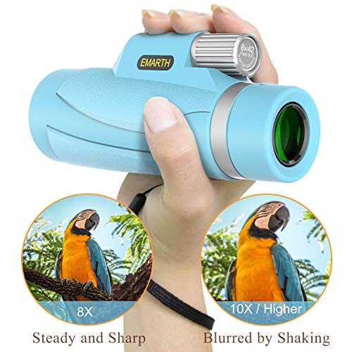 Emarth Hawkeye Monocular 8x42 High Power Bak4 FMC Compact Telescope for Hunting Boating Wildlife Blue