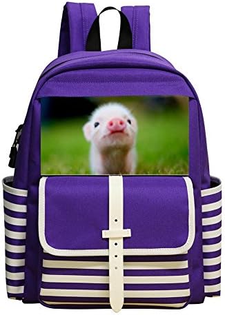Cute Pig Unisex Kindergarten Purple Packback School Shoulder Backpack for Girls Boys