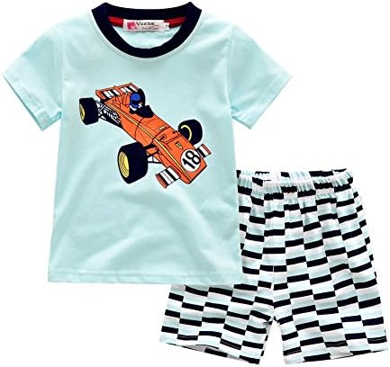 AJia Kids 2 Piece Short Sleeve Shirt and Shorts for 1 to 5 Years Olds Little Boy (4T, Blue1)