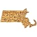 Totally Bamboo Destination Massachusetts State Shaped Serving and Cutting Board, Includes Hang Tie for Wall Display