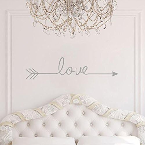Quistal Love Arrow Decal Living Room Bedroom Vinyl Carving Wall Decal Sticker for Home Decoration (Gray)