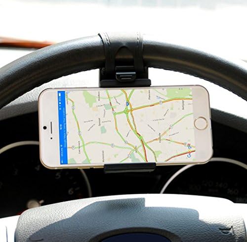 Car Steering Wheel Mount Cell Phone Rubber ETopLike Clip Holder for Smart Phone Mobile Phone iPhone Samsung GPS Hand Free Black