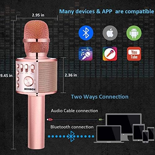 Portable Bluetooth karaoke microphone by BONAOK with battery, priced at $29.99.