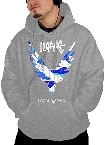 Logan Paul Men's Fashion Personality Casual Men's Hooded Hoddies (M, Grey)