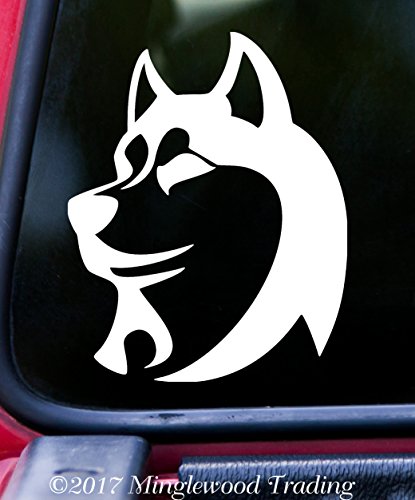 SIBERIAN HUSKY HEAD 5" x 4" Vinyl Decal Sticker - Spitz Sibe Chuksha Alaskan Malamute - - IVORY
