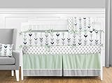 Sweet Jojo Designs 9-Piece Grey, Navy Blue and Mint Woodland Arrow Crib Bed Bedding Set with Bumper for a Newborn Baby Girl or Boy