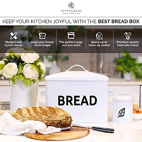 Modern Farmhouse Bread Box for Kitchen Counter Extra Large White