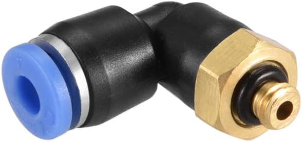 sourcing map Push to Connect Tube Fitting Male Elbow 4mm Tube OD x M5 Thread Pneumatic Air Push Fit Lock Fitting Blue