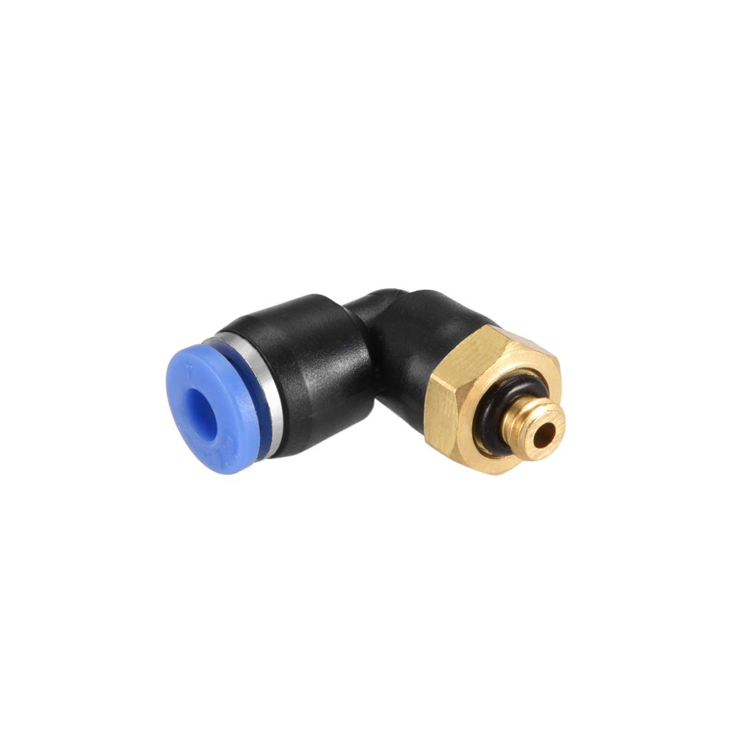 sourcing map Push to Connect Tube Fitting Male Elbow 4mm Tube OD x M5 Thread Pneumatic Air Push Fit Lock Fitting Blue