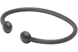 QRAY Gun Metal Deluxe Golf Athletic Bracelet Men Women C-Shaped Health Wellness Bracelet