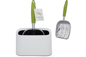 Vitisyao Large Cat Litter Scoop and Holder, Aluminum Cat Litter Sifter, Pelle à litière Pour Chat, Fast Sifting Kitten Poop L