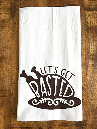 Funny Thanksgiving Kitchen Towel Lets Get Basted Friendsgiving