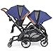 Contours Curve Tandem Double Stroller for Infants, Toddlers or Twins - 360° Turning, Multiple Seating Options, Indigo Blue