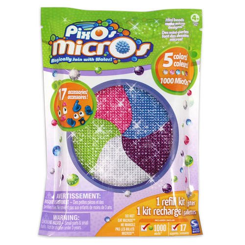 Pixos Micros Mini Beads Refill Kit Glitter 1000 Count and 17 Accessories