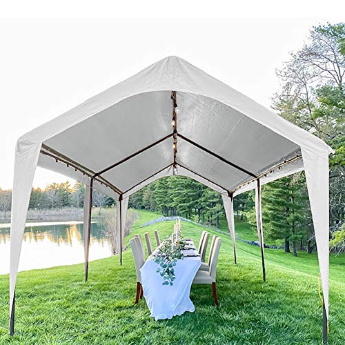 Abba Patio 10 x 20 Feet Carport Pole Skirts Design Heavy Duty Carport