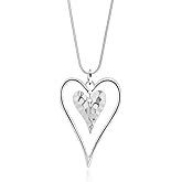 welbijoux Long Heart Necklace for Women Gold Chain Pendant Y Necklace Set Statement Pendant Chic Jewelry With