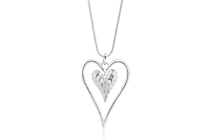 Long Heart Necklace for Women Silver Chain Pendant Y Necklace Set Statement Pendant Chic Jewelry for Girls with Gifts Box