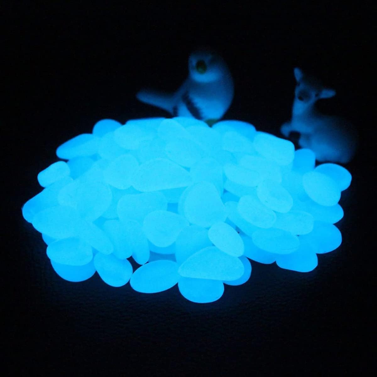 Hardscaping Materials - Muzero Glow in The Dark Pebbles, 100pcs Blue Glow Rocks Luminous Stone for Fish Tank, Aquariums Rocks Garden Yard, Path Patio Decorations Powered by Light or Solar