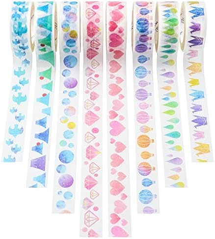 Washi Tape Set 8 Rolls Masking Decorative Tapes for DIY Scrapbooking Crafts Wrapping