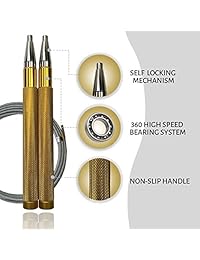 MarkSet General Adjustable Self-Locking Jump Rope Gold Color - Executive Quality Used for Fitness Crossfit Weight Loss MMA and Boxing Training