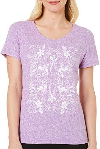 Reel Legends Petite Reel Fresh Mirrored Botanical T-Shirt Small Petite Deep Lavender Purple