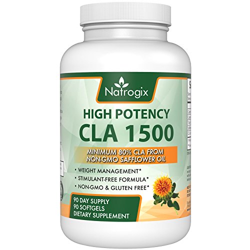 Natrogix CLA 1500mg Safflower Oil Softgels - Conjugated Lineolic Acid Great Supplements for Weight Management (Non-GMO, Stimulant-free & Gluten Free) (90 Softgels)