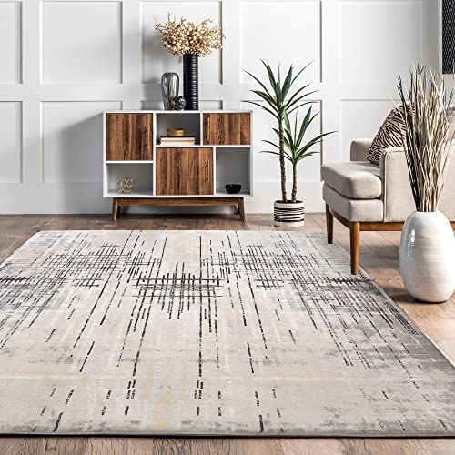 Leesentec Carpet Rug Modern Abstract Rugs for Living Room Short Pile Soft Carpet Bedroom Modern Large Area Rugs for Living Room Non-slip Carpet Floor Mat Home Decor (Beige Grey, 160 x 200 cm)