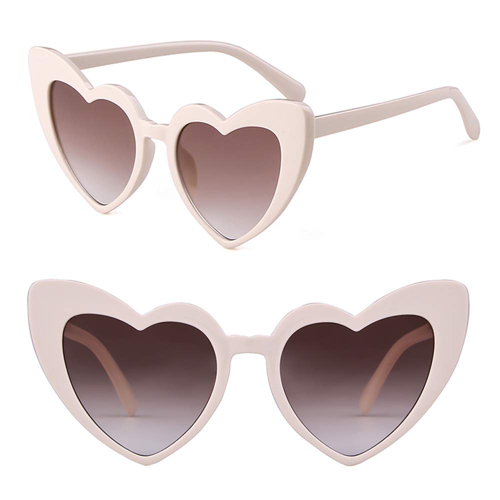 Heart Sunglasses Clout Goggles Vintage Women Cat Eye Retro Mod Style Oversized Sun Glasses