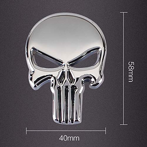 Hong 111 3D Metal Decal Skull Punisher Vehicle Car Motorcycle Sticker (2-pack) - Thumbnail 2