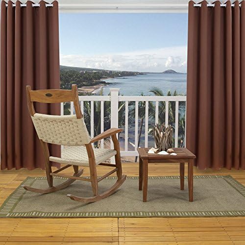 Mildew Resistant Thermal Insulated Blackout Grommet Top Indoor/Outdoor Curtain/Exterior Shades/Blinds,Stripe,Drapes for Patio Porch Door Pergola,Cabana,Gazebo,Dock Beach Home,W52xL63 Inch, Chocolate