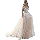 Cycloploid Lace Applique Boho Wedding Dresses for Bride 2026 A Line Long Beach Bridal Dress Wedding Gown for Women