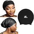 SERENDIPA Extra Large Swim Cap for Braids and Dreadlocks, Adult Black Women Swimming Cap for Braids and Dreads Long Locs Hair