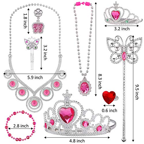 FittiDoll 70Pack Princess Pretend Jewelry Toy, Girlâ€™s Jewelry Dress Up Play Set Included Princess Tiara Necklaces Wands Rings Earrings andÂ Bracelets, Pretend Play Jewelry Set for Girls