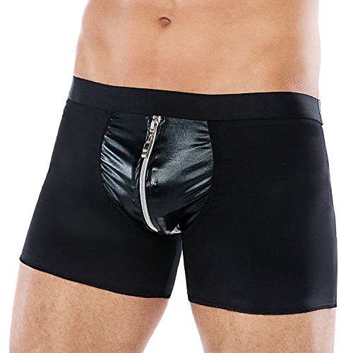 Men’s Leather Pouch Comfy Breathable Underwear Smooth Boxer Briefs Micro Low Rise Trunks Underpants M