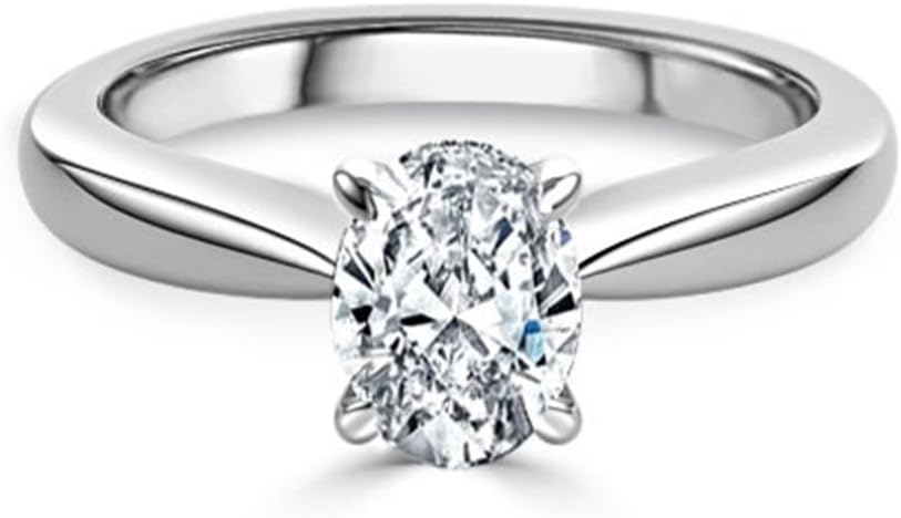 2.00 Ct Solitaire Wedding Ring Oval Cut 14K White Gold Moissanite Diamond Size L M N