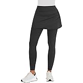 WOWENY Skirted Legging for Women Tulip Hem Ruched with Pockets High Waisted Tennis Golf Skorts Legging with Skirt