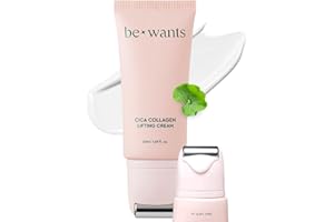 BE+WANTS Bewants gua sha neck cream roller, korean neck cream with massage roller, rapid lift neck serum roll on, moisturizer for tightening skin with centella asiatica (1 Pack)