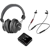 Avantree D4169 Dual Wireless Headphones & Earbuds Set for TV Watching with Bluetooth Transmitter, Personalized Volume Control, Plug-n-Play, No Audio Delay