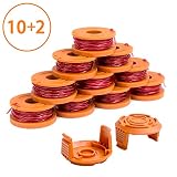 X Home Durable WA0010 Pre-Wound Weed Eater String Combo Set Compatible with Worx WG163, WG180 Trimmers, Easy to Install(10 Spools & 2 Caps)