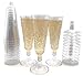 Oojami 140 pc Plastic Classicware Glass Like Champagne Wedding Parties Toasting Flutes Party Cocktail Cups (Silver Glitter)