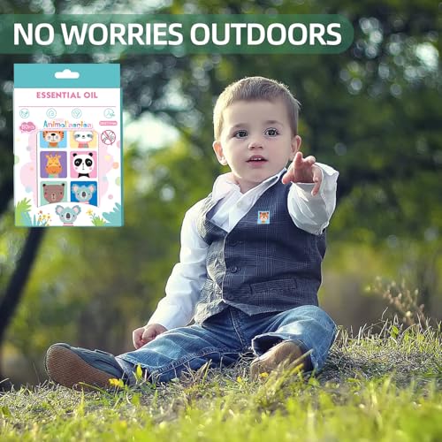 60 Anti-Mosquito Patches with Children's Design, Cartoon Mosquito Repellent Stickers, Ideal for Camping, Hiking and Outdoors (Animals)