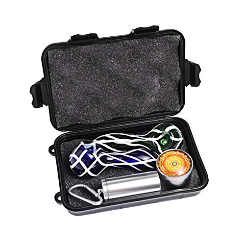 4.2 Inch Handmade Glass Crafts Portable Travel-Pipe Kit with Grinder and Storage Bottle (Green+Blue)