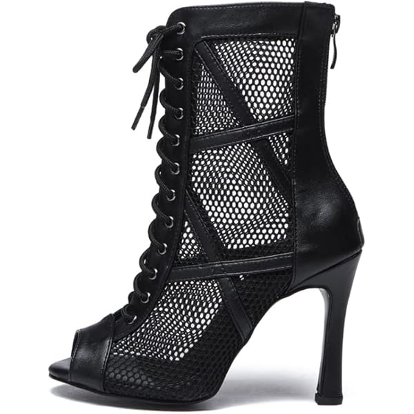 Heels Dance Shoes AUJ Danshs Professional ,Lace-Up Mesh Jazz