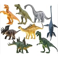 OMGOD 8 pcs Dinosaur Set, Dinosaur Toys Velociraptor Tyrannosaurus Velociraptor/Fast Robber Saichania Stegosaurus Triceratops Branchiosaurus, Kids Toy Realistic Jurassic Action for Boy