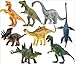 OMGOD 8 pcs Dinosaur Set, Dinosaur Toys Velociraptor Tyrannosaurus Velociraptor/Fast Robber Saichania Stegosaurus Triceratops Branchiosaurus, Kids Toy Realistic Jurassic Action for Boy