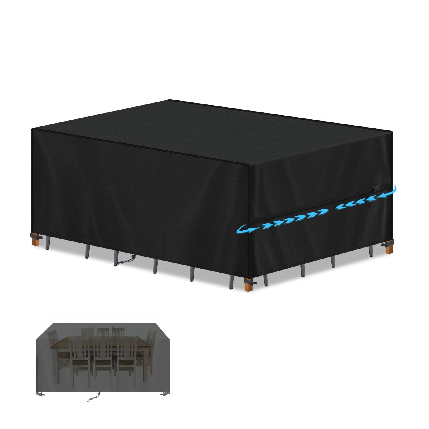 SIMPHAUS Garden Furniture Covers Waterproof Garden Table Cover for Outdoor Table and Chairs, Rattan Patio Set, Dining Set Cover Heavy Duty 420D Oxford Fabric 180x90x75cm