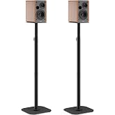 Haturi Universal Speaker Stands Pair, Height Adjustable 35"-49" Floor Speaker Stands for Bookshelf, Satellite &amp; Surround Sound Speakers, 15 lbs Capacity, Dual Cable Management,Black
