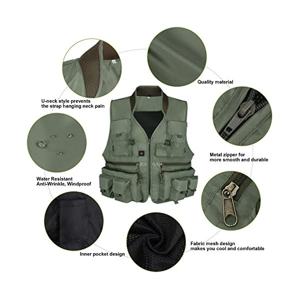 Goture-Fly-Fishing-Vest-with-15-Pockets-Jacket-Mesh-Breathable-Quick-Dry-Waistcoat-Photography-Vest-Army-Green-Fit-for-All-Kinds-of-Outdoor-Activities