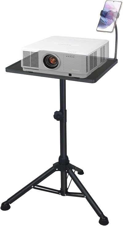 GLEAM Projector Stand Large Tray 15.5x11.5in Height Adj 24-40in Laptop DJ Gear